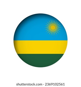 Rwanda flag - behind the cut circle paper hole with inner shadow.