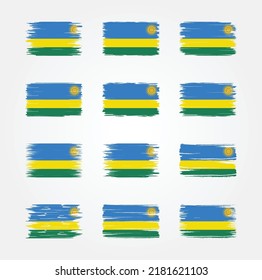 Rwanda Flag Brush Collection. National Flag