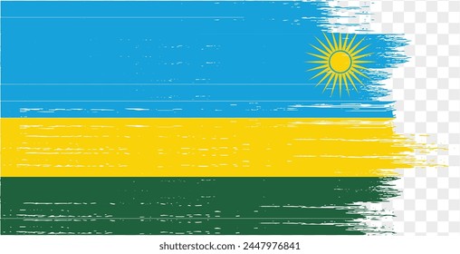 Pintura de pincel de la bandera de Ruanda con textura aislada en png o fondo transparente. Ilustración vectorial