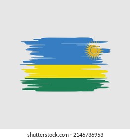 Rwanda Flag Brush Strokes. National Flag