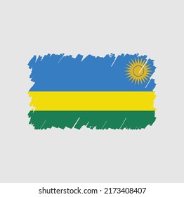 Rwanda Flag Brush Strokes. National Flag