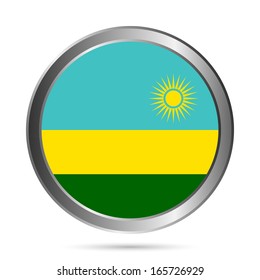 Rwanda flag button on a white background. Vector illustration.