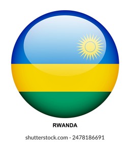 RWANDA flag button on white background