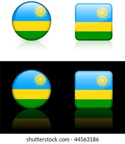 Botones de bandera de Ruanda con fondo blanco y negro Ilustración vectorial original compatible con AI8