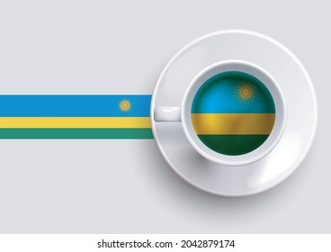 Bandera de Ruanda con café en la parte superior, ilustración vectorial. 

