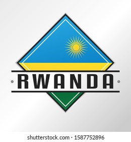 Rwanda Flag Emblema. Vector Design National. Illustration Country Symbol. Insignia Banner Logo.
