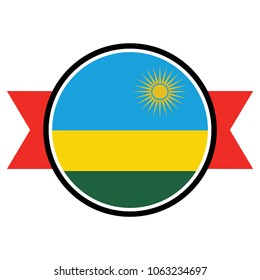 Rwanda flag in glossy round button of icon. flag logo of Rwanda emblem isolated on white background, Rwanda national concept sign, Vector illustration.