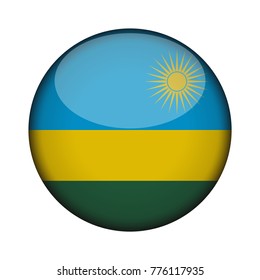 rwanda Flag in glossy round button of icon. rwanda emblem isolated on white background. National concept sign. Independence Day. Vector illustration.
