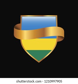 Rwanda flag Golden badge design vector