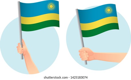 Rwanda flag in hand. Patriotic background. National flag of Rwanda vector illustration