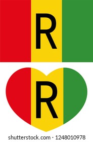 Rwanda flag in a Heart vector, sticker, language