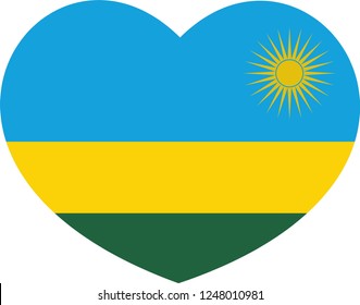 Rwanda flag in a Heart vector, sticker, language