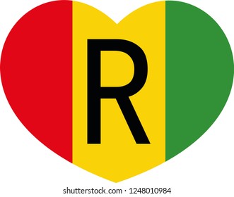 Rwanda flag in a Heart vector, sticker, language