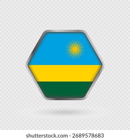 Bandeira de Ruanda em uma moldura de hexágono.