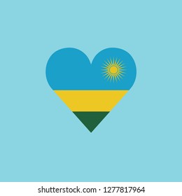 Rwanda flag icon in a heart shape in flat design. Independence day or National day holiday concept.