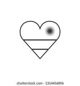 Rwanda flag icon in a heart shape in black outline flat design. Independence day or National day holiday concept.