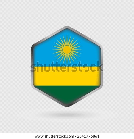 Rwanda Flag Icon in Hexagon Shape.