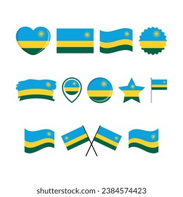 Icono de Ruanda conjunto vector aislado en un fondo blanco. Elemento de diseño gráfico Bandera de Ruanda. Colección de símbolos Bandera de Ruanda. Juego de iconos de la bandera de Ruanda en estilo plano