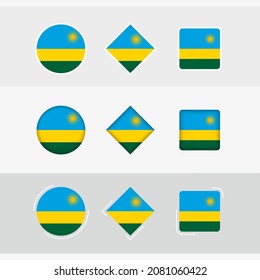 Rwanda flag icons set, vector flag of Rwanda. Three versions of icon.