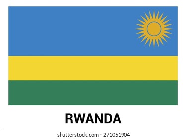 Rwanda flag isolated vector in official colors and Proportion Correctly. country's name label in bottom