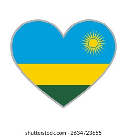 Rwanda flag. Rwanda love flag. Rwanda flag in heart shape. Love symbol. Vector illustration