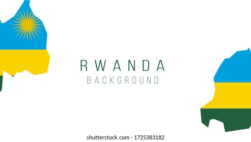 Rwanda flag map background. The flag of the country in the form of borders. Stock vector illustration isolated on white background.