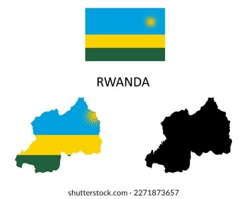 rwanda Flag and map illustration vector 