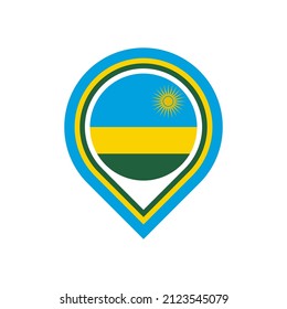 Ruanda Flaggen-Pin Symbol. einzeln auf weißem Hintergrund
