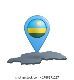 Rwanda flag map pin on white