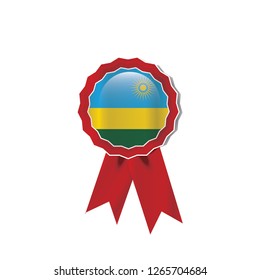 Rwanda flag medal vector design.  Realistic 3D red color