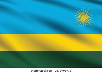 Rwanda flag official colors and proportion digital vector illustration. Pleated flag.