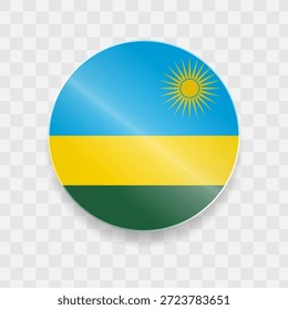 Ruanda Flagge auf Knopf glänzendes Glas