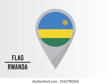 Rwanda Flag on Location Pin. vector illustration