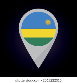 Rwanda Flag on Location Pin. vector illustration