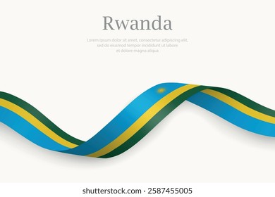 Rwanda flag on Waving ribbon. Template for independence day