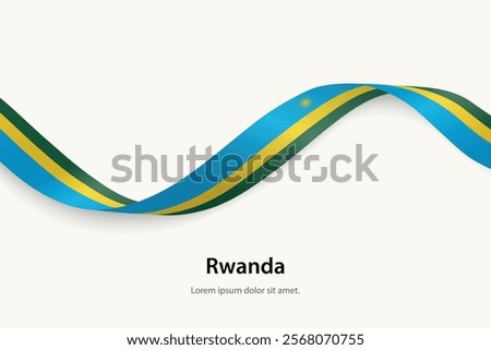 Rwanda flag on Waving ribbon. Template for independence day