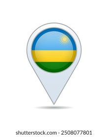 Rwanda - flag pin for map. Vector illustration.