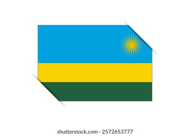 Rwanda flag - rectangle colorful flag representing a country cultural identity and heritage. The essence of national pride and unity. Attached by the corners in a paper album