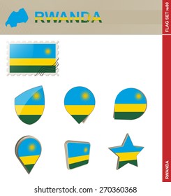 Rwanda Flag Set, Flag Set #80. Vector.