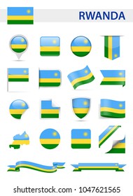 Rwanda Flag Set - Vector Illustration