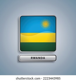 Rwanda flag square button vector illustration