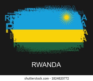Rwanda Flag in Typography design.Grunge and Abstract vector illustration.eps10