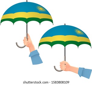 Rwanda flag umbrella. Social security concept. National flag of Rwanda vector illustration