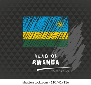 Rwanda flag, vector sketch hand drawn illustration on dark grunge background
