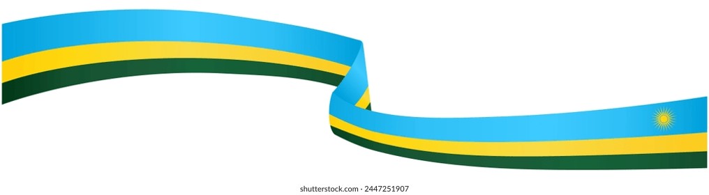 Onda de la bandera de Ruanda aislada en png o Ilustración vectorial de fondo transparente.