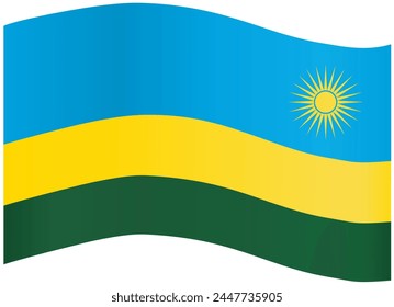 Onda de la bandera de Ruanda aislada en png o Ilustración vectorial de fondo transparente.
