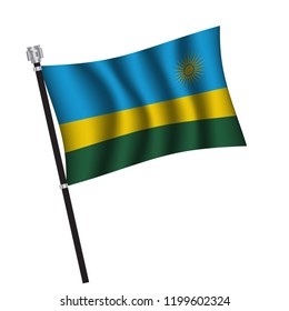 Rwanda flag , flag of Rwanda waving on flag pole, vector illustration EPS 10.