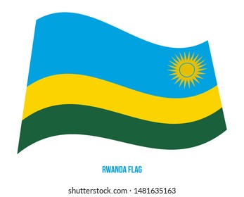 Rwanda Flag Waving Vector Illustration on White Background. Rwanda National Flag.