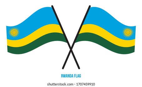 Rwanda Flag Waving Vector Illustration on White Background. Rwanda National Flag.