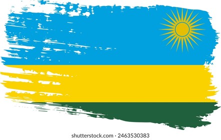 Bandera de Ruanda, pincelada ancha sobre fondo transparente, Vector.